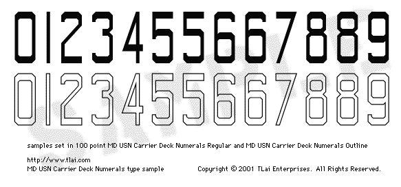 TLai Enterprises | MD USN Carrier Deck Numerals Family Info